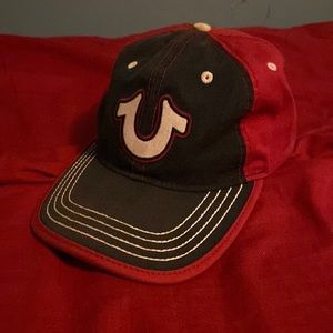 Red and Blue true religion mens baseball cap